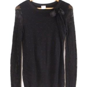 Red Valentino Lace Black Sweater With Shoulder Bow